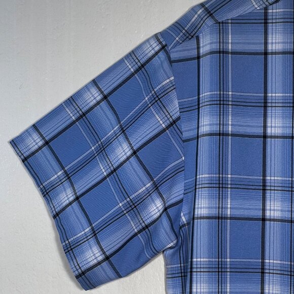 Men's Cal Top 2XLT Short Sleeve Plaid Checker Button Up Polyester Shirt Western - Picture 7 of 16